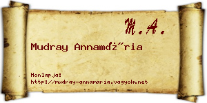 Mudray Annamária névjegykártya